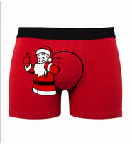 Yılbaşına Özel Noel Baba Baskılı Espirili Kırmızı Erkek Boxer Pamuklu