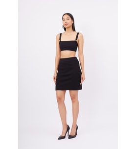 Peraluna EVA SKIRT Kadın Triko Mini Etek - Siyah