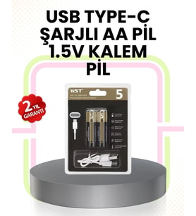 Tekrar Şarj Edilebilir AA USB Type-C Pil 1000+ Döngü 1.5V Sabit Voltaj