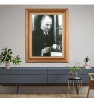 Altın Paspartulu Atatürk  Çerçeveli Tablo C823 (Gold)