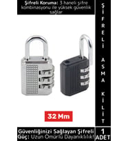 Dayanıklı Dolap Depo Kapı Çanta Bisiklet Emniyet Güvenlik Koruma 3 Haneli Şifreli Asma Kilit 32 Mm