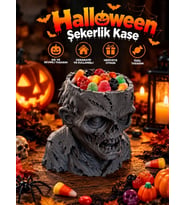 Halloween Cadılar Bayramı Dekoratif Zombi Kafa Şekerlik Kase Masa Üstü Dekor