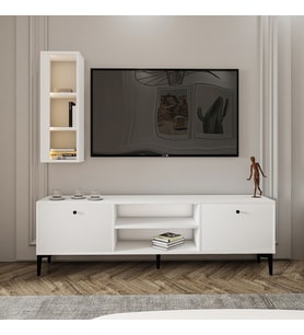 TV Ünitesi Cunda Beyaz LED Işıklı 150 cm