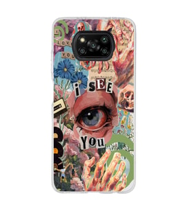 Poco X3 NFC Uyumlu Aesthetic Kolaj Desenli Şeffaf Telefon Kılıfı