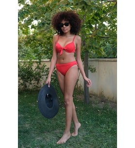 pilelistore- Kadın Destekli Fiyonklu Alt Üst Kırmızı Bikini Takım