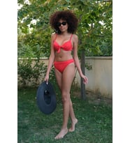 pilelistore- Kadın Destekli Fiyonklu Alt Üst Kırmızı Bikini Takım