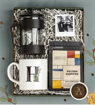 Kişiye Özel Kahve Keyfi Hediye Seti- French Press- Mimosa Filtre Kahve- Beyaz Baskılı Seramik Kupa- Polaroid Fotoğraf