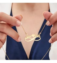 Kişiye Özel 925 Ayar Gümüş Sonsuzluk Model Çift İsim Kolye (Gold)