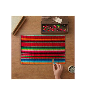 Meksika Pançosu Kumaşu - Renkli Kumaş Tasarımı 240 parça Ahşap Puzzle Ahşap Kutuda MP01925