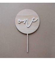 One Ahşap Pasta Süsü - Cake Topper