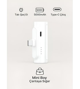 PW0-101 3000mah Elektronik Siyah Taşınabilir TYPE-C Batarya Powerbank Telefon Mini Şarj Aleti (Siyah)