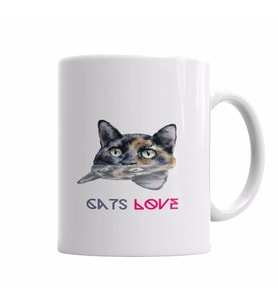 Cats Love Kedi Kupa Bardak Porselen