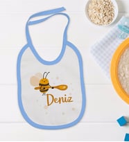 BK Kids Kişiye Özel Mavi Bebek Mama Önlüğü - Model 171