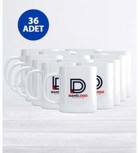 Kurum ve Firmalara Özel Logo Baskılı 36 Adet Kupa Bardak