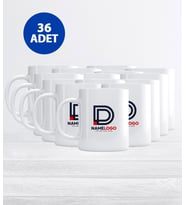 Kurum ve Firmalara Özel Logo Baskılı 36 Adet Kupa Bardak