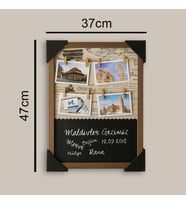 Kişiye Özel Ahşap Yazı Tahtalı İpli Duvar Fotoğraf Çerçevesi 37x47 cm – Mandallı Hasır İpli Fotoğraf Panosu