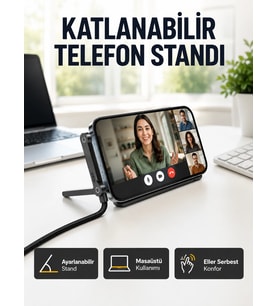 240w Type-c To Type-c Telefon Stand Özellikli Şarj Kablosu
