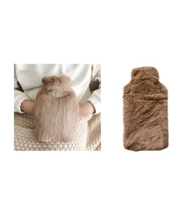 Sıcak Su Torbası Yan Cepli Bej  Peluş Termofor 26X17X2Cm  750Ml