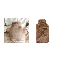 Sıcak Su Torbası Yan Cepli Bej  Peluş Termofor 26X17X2Cm  750Ml