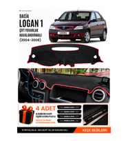 DACİA LOGAN 1 (2004-2008) Uyumlu Torpido Örtüsü Torpido Kılıfı - Siyah Kırmızı