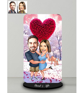 Kişiye Özel Sevgililer Günü Karikatür Ahşap Biblo Model 3-3