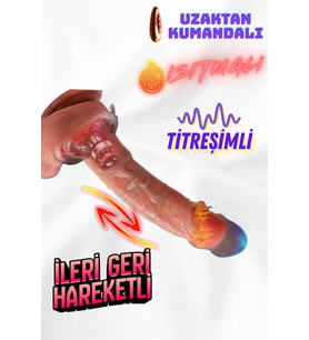 Ultra Realistik İleri Geri Hareketli Isıtmalı Titreşimli Dildo Vibratör Penis 23 Cm