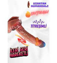 Ultra Realistik İleri Geri Hareketli Isıtmalı Titreşimli Dildo Vibratör Penis 23 Cm