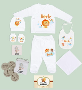 BK Kids Kişiye Özel Beyaz Hastane Çıkışı,Bebek Anı Kartı,Yeni Doğan Bebek Giyim Hediyesi,9 Parça Bebek Hediye Seti-4