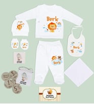BK Kids Kişiye Özel Beyaz Hastane Çıkışı,Bebek Anı Kartı,Yeni Doğan Bebek Giyim Hediyesi,9 Parça Bebek Hediye Seti-4