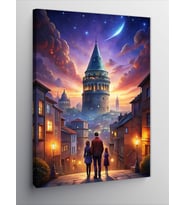 Kanvas Tablo Hilal Ve Galata Kulesi