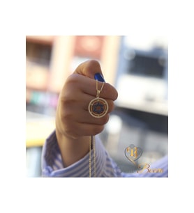 Davut Yıldızı Kolye - Yahudiler İçin Kalkan Gümüş Kolye - Safir Beyaz Taş (Gold)