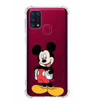 Samsung Galaxy M31  Köşe Korumalı Antişok Kapak Mickey Mouse Tasarımlı Şeffaf  Kılıf