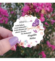 Ahşap Magnet Mor Kelebekli