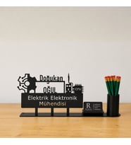 Elektrik Elektronik Mühendisi Masa İsimliği - Kişiye Özel, Mesleklere Özel İsimlik - Metal Ofis İsimliği, Kalemlik ve Kartlık Seti- Yeni İş, Terfi Hediyesi