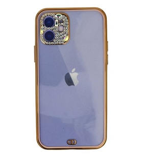 Newface Apple iPhone 12 Kılıf Liva Taşlı Silikon - Pembe