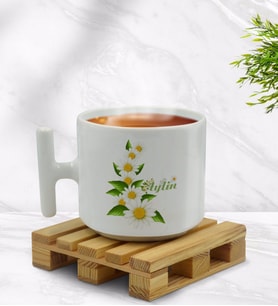 BK Gift Kişiye Özel Papatya Temalı T Kulplu Beyaz Middle Kupa Bardak-8