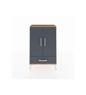 Arges Komodin 2 Raflı Tek Çekmeceli 2 Kapaklı 60x30x96 Çam-Antrasit