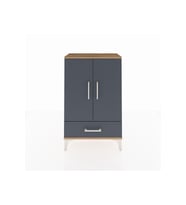 Arges Komodin 2 Raflı Tek Çekmeceli 2 Kapaklı 60x30x96 Çam-Antrasit