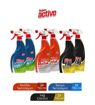 HYPER ACTIVE MUTFAK TEMİZLEYİCİ X 2 ADET + BANYO TEMİZLEYİCİ X 2 ADET + YAĞ ÇÖZÜCÜ X 2 ADET