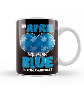 April Puzzle Autism Awareness Ribbon Autistic Heart Support Kupa Bardak Porselen
