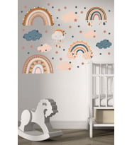 Gökkuşağı Bulut Çocuk Odası Duvar Sticker Dekorasyon Seti Model 5 (Karışık)