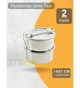 2’li Sefer Tası 14x7 cm Yemek Taşıma Kabı Paslanmaz Çelik No:2 Kapasite 2 Kişilik