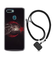 Oppo A5S A15 A16 A54 A55 A73 A74 Kılıf Boyun Askılı Silikon Kurt ve Ay Yıldız 1403