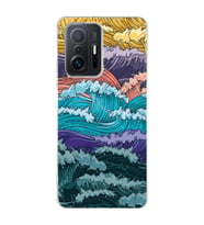 Xiaomi Mi 11T - 11T Pro Uyumlu Renkli Deniz Dalgaları Tasarımlı Şeffaf Telefon Kılıfı