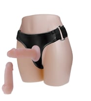 Belden Bağlamalı İçi Dolu 10cm Çift Strapon Penis (Ten)