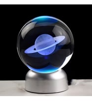 Işıklı Satürn Cam Küre 8cm*6cm