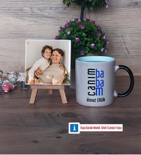 Babaya Hediye Fotoğraflı Dekoratif Taş, Kupa Bardak Beyaz Hediye (Model 9)