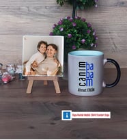 Babaya Hediye Fotoğraflı Dekoratif Taş, Kupa Bardak Beyaz Hediye (Model 9)