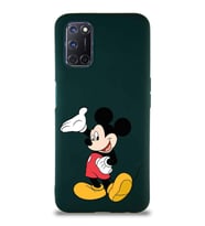 Oppo A72 Soft Premier Kapak Mickey Mouse-C Tasarımlı Silikon Kılıf - Yeşil (Şeffaf)