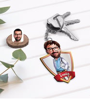 BK Gift Kişiye Özel İsimli Erkek Doktor Karikatürlü Ahşap Anahtarlık-8